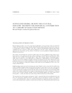 Suffocated Desire, or How the Cultural Industry Destroys the Individual