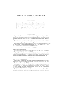 REDUCING THE NUMBER OF VARIABLES OF A POLYNOMIAL 1