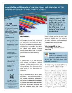 Accessibility and Diversity of Learning: Roles and Strategies for TAs