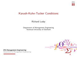 Karush-Kuhn-Tucker Conditions