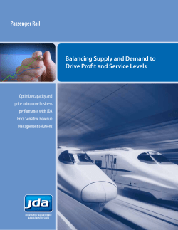 Passenger Rail Balancing Supply and Demand to Drive Profit and