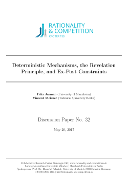 Deterministic Mechanisms, the Revelation Principle, and Ex