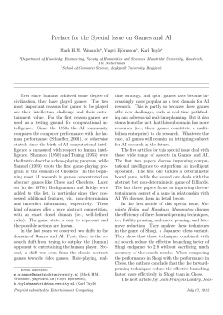 Preface for the Special Issue on Games and AI