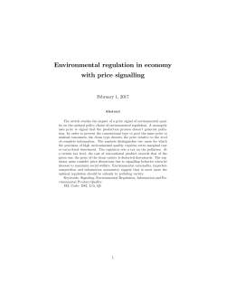 Environmental regulation in economy with price signalling