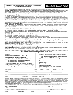 2017 TBall, Coach Pitch Registration Form.pub