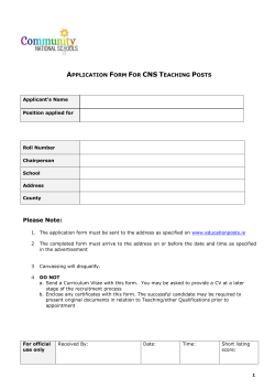 Standard Application Form for Teaching Posts