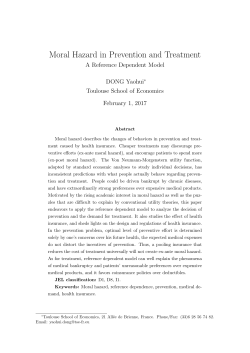 Moral Hazard in Prevention and Treatment