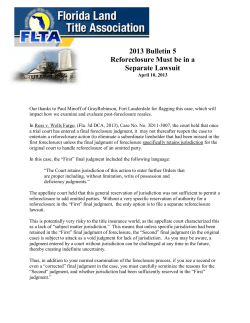 2013 Bulletin 5 Reforeclosure Must be in a Separate Lawsuit