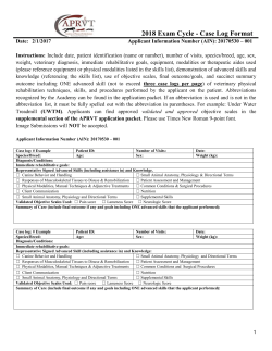 Case Log Examples - Academy of Physical Rehabilitation Veterinary