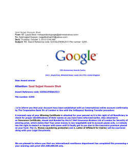 Syed Sajjad Hussain Shah From: Mr. Laszlo Bock