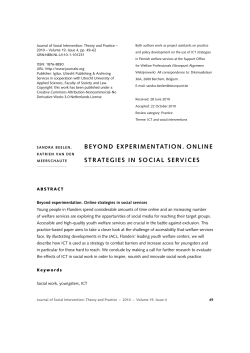 BeyOnd exPerIMenTaTIOn. OnlIne STraTegIeS In SOcIal SerVIceS