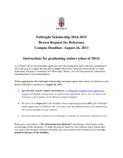 Fulbright Scholarship 2014-2015 Brown Request