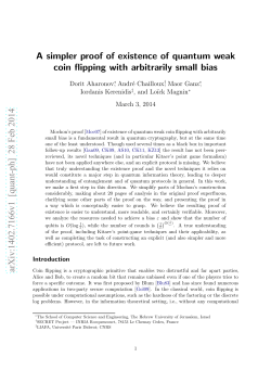 A simpler proof of existence of quantum weak coin flipping