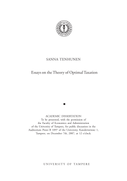 Essays on the Theory of Optimal Taxation