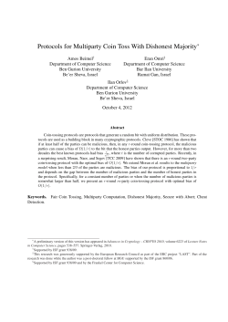 Protocols for Multiparty Coin Toss With Dishonest Majority∗