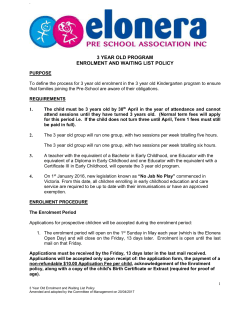 3yo Enrolment Policy