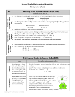Second Grade Mathematics Newsletter