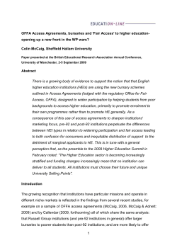 OFFA Access Agreements, bursaries and `Fair