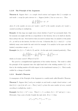 1.2.10 The Principle of the Argument. Theorem 6. Suppose that &gamma; is