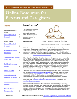 Online Resources for Parents and Caregivers