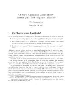 Best-Response Dynamics - Stanford CS Theory
