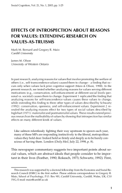 Effects of Introspection about Reasons for Values: Extending