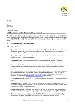 standard player contract - Football Federation Australia
