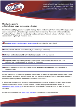 Australian Oztag Sports Association INDIVIDUAL PLAYER