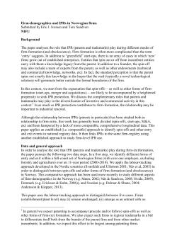 Firm-demographics and IPRs in Norwegian firms Submitted by Eric J