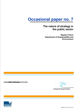Occasional paper no. 7 The nature of strategy in the public