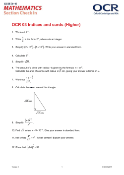 OCR GCSE (9-1) Mathematics Check In