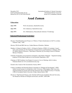 Asad Zaman`s Vita