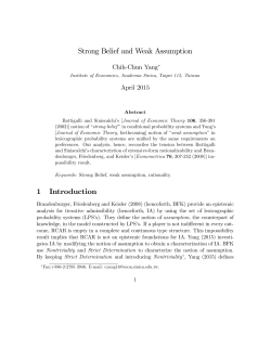 Strong Belief and Weak Assumption 1 Introduction