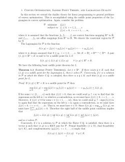 1. Convex Optimization, Saddle Point Theory, and Lagrangian