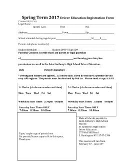 Spring Term 2017 Driver Education Registration Form
