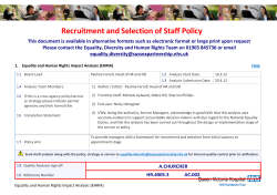 Impact Assessment – Recruitment and Selection Policy