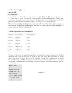 Lab 10 &ndash; Sensitivity Review April 10, 2012 Cattle Feeding A cattle