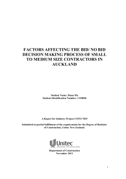FACTORS AFFECTING THE BID/ NO BID DECISION MAKING