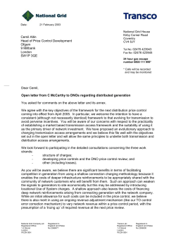 NGC - Developing network regulation: open letter to the