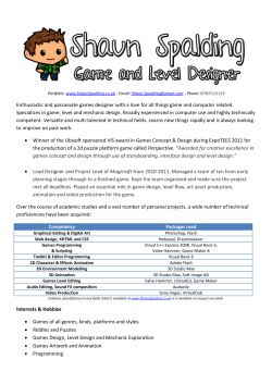 Enthusiastic and passionate games designer with a love for all