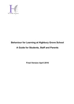 Behaviour for Learning at Highbury Grove School A Guide for