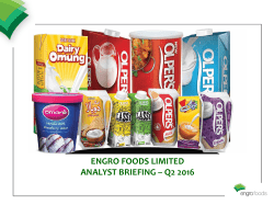 ENGRO FOODS LIMITED ANALYST BRIEFING &ndash; Q2 2016