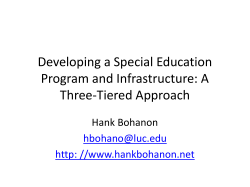 Developing a Special Education Program and Infrastructure
