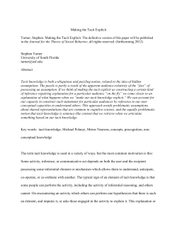 Making the Tacit Explicit in the Journal for the Theory of Social