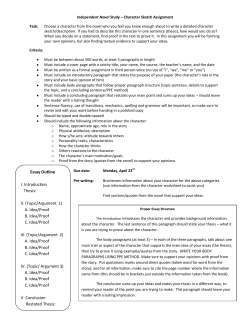 Essay Outline I. Introduction Thesis: II. (Topic/Argument 1) A. Idea