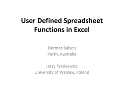 User Defined Spreadsheet Functions in Excel