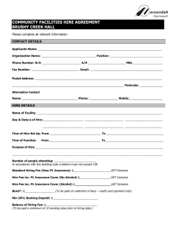 Community Facilities Hire Agreement Brushy Creek