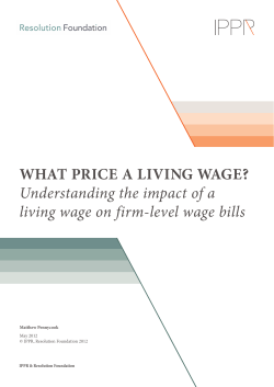 WHAT PRICE A LIVING WAGE? Understanding