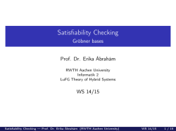 Satisfiability Checking - Gr&ouml;bner bases