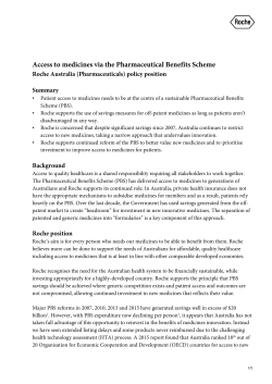 Access to Medicines Under the PBS